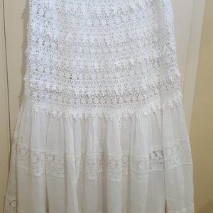 Long White Lace Skirt